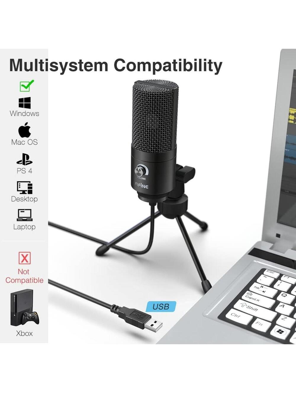 Fifine USB Microphone for PC Computer, Recording Condenser Mic for MAC/Windows - Picture 3 of 4